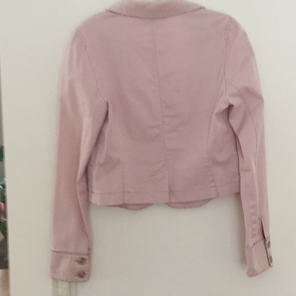 Spring Blazer Jacket, Cotton, Pink - image 3